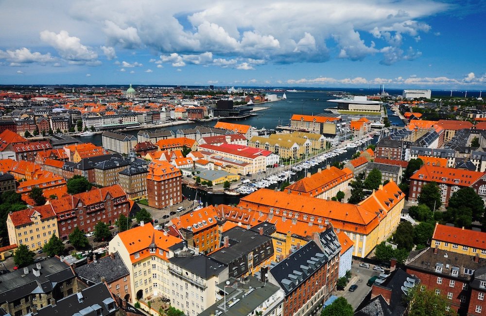 Aerial view of Copenhagen Denmark
